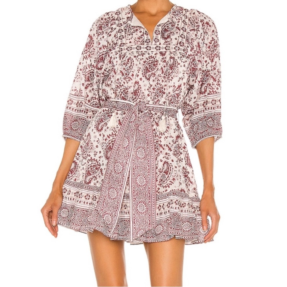 Cleobella Magdalena Mini Dress Womens Sz M Puff Sleeve Boho Hippie Prairie
